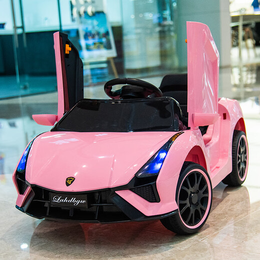 Love Children's Electric Car Four-wheel Car Children's Remote Control Toys 1-4 years old can sit on a boy and a girl's baby swaying stroller Flagship Yellow + 4-wheel drive 12V + Bluetooth + leather seat Double door + APP + remote control + self-driving + swing