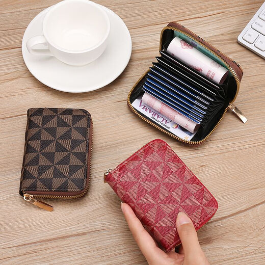 鹏境卡包女超薄迷你小钱包防消磁盗刷男驾驶证皮套多卡位证件卡套卡夹 咖色风车-11卡位