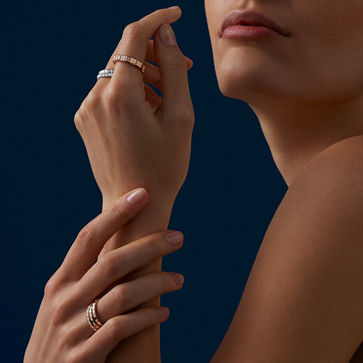 Chopard star's same style small ice cube 18K gold narrow version single diamond couple ring wedding ladies New Year gift official authentic 18K white gold narrow version single diamond 55