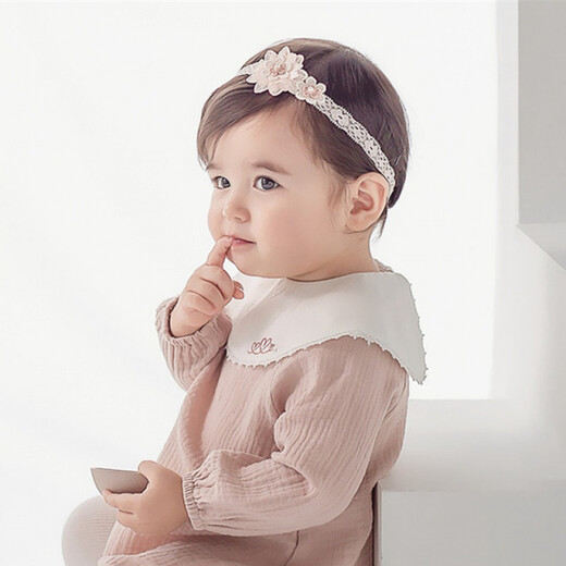 
Midur Korean baby girl hairband baby girl headband headband flower 100-day hair accessories one year old hairband princess infant braised door pink (May flower hairband)