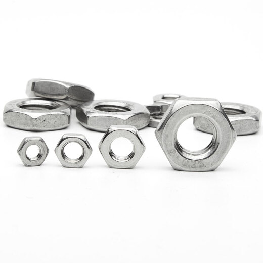 Jingong 304 Tuerca hexagonal de acero inoxidable Tuerca de acero inoxidable de acero delgada tornillo de tornillo fino hexágono plano Tuerca de diente fina M3 Dientes gruesos GB6172 [20 piezas]