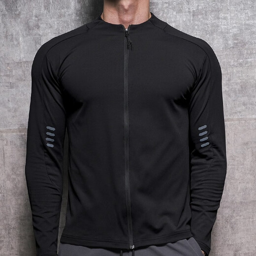 Lutielang Cardigan Zipper Sports Jacket Men's Sports Student Baseball Uniform Cycling Suit Stand Collar Jacket Fitness Training Black XXL