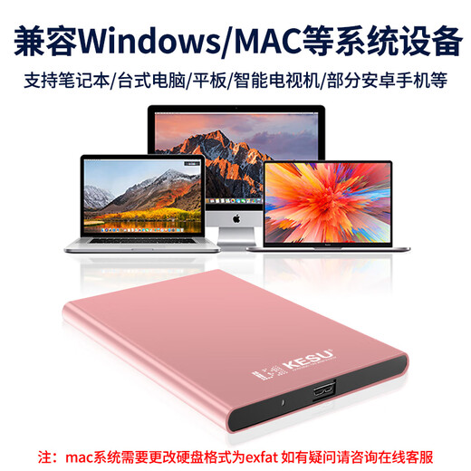 Мобильный жесткий диск KESU USB3.0 с шифрованием безопасности 2,5-дюймовый высокоскоростной ноутбук и мобильный телефон внешний механический жесткий диск благородный металл - вишневый цвет розовый + противоударный чехол для жесткого диска 1 ТБ