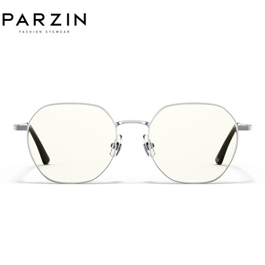 帕森（PARZIN）近视防蓝光镜架男女 时尚轻盈修颜易搭护目镜框可配度数 PJ15851 亮银色 镜框+万新1.60绿膜（400度内）