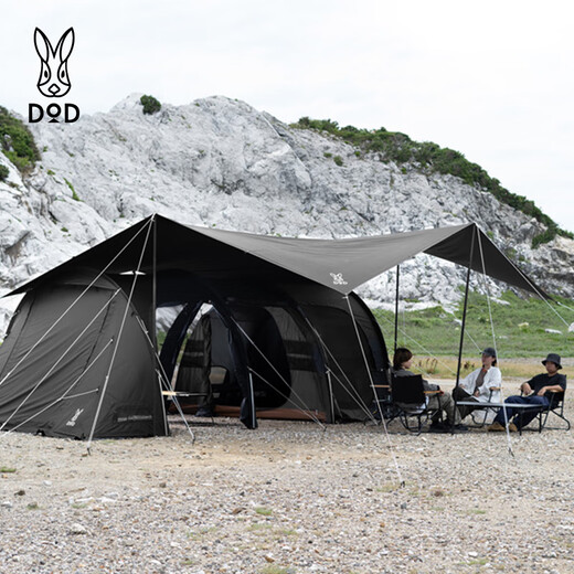 DOD japonais exquis Outdoor Camping Protection solaire Pergola Multi-personne T5 Tunnel Tent TN5-695 Camping suspendu tente intérieure noire TN5-695-BK