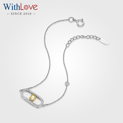 WithLove Sliding Yellow Diamond Diamond Bracelet Natural Genuine 18K Color Gold Group Set Simple Temperament Women Main Diamond 22 Points/Secondary Diamond 16 Points White 18K Gold/Ready Stock