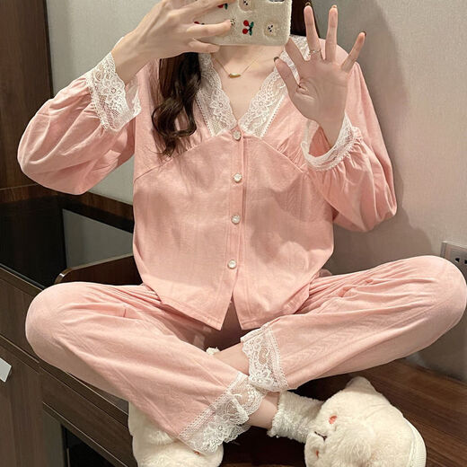 Feifei yinman hong kong léger luxe ffym cardigan pyjamas féminin coton d'automne pure coton insx sex sexy lace à manches longues v couche internet short show 3 3882 # jacquard blue m recommandé 80-105 Jin [Jin est égal à 0,5 kg]