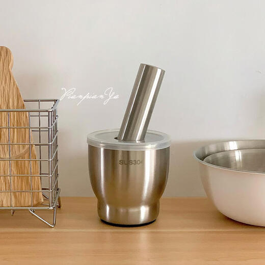Jieyunmao multifunctional 304 stainless steel masher household manual spice grinder masher masher jar garlic paste mortar 10cm