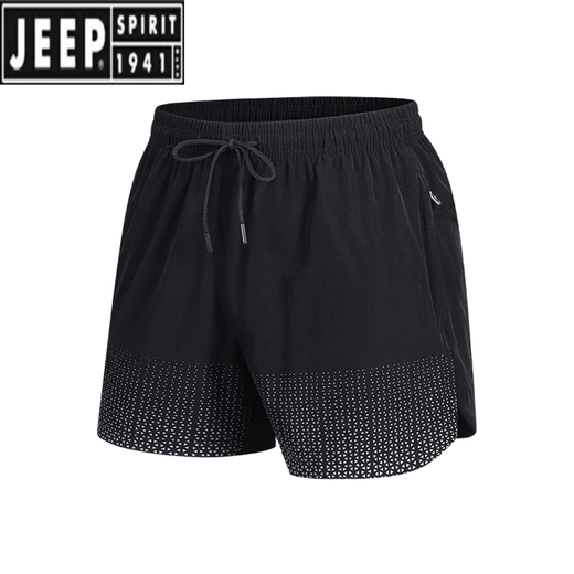 JEEP SPIRIT大码运动短裤男夏季薄款宽松加肥加大胖子健身跑步透气速干三分裤 6630黑色 L 100-120斤
