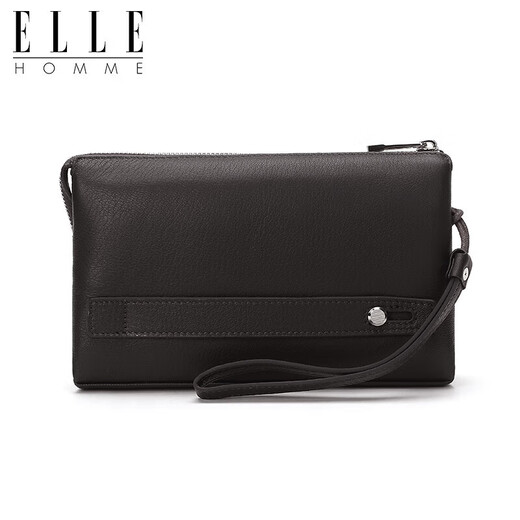 Bolso de hombres de Elle Homme, billetera de cuero de ciervo de capa superior, bolso de embrague de gran capacidad, bolso para hombres de moda 05451 regalo de cumpleaños marrón oscuro para novio