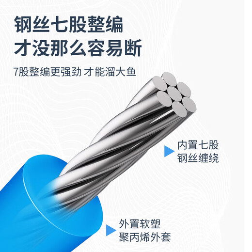 熊火钓鱼失手绳5m内含钢丝自动伸缩护鱼竿绳 加粗卡扣大物挂环防脱绳