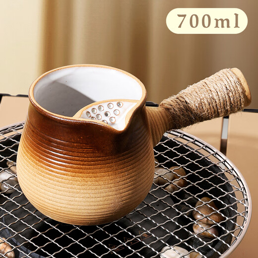 Eight Thousand Lines Fireside Tea Kettle Ceramic Side Handle Roasted Milk Can Large Capacity Indoor and Outdoor Tea Making Equipment Can Be Used to Boil the Kettle over an Open Fire