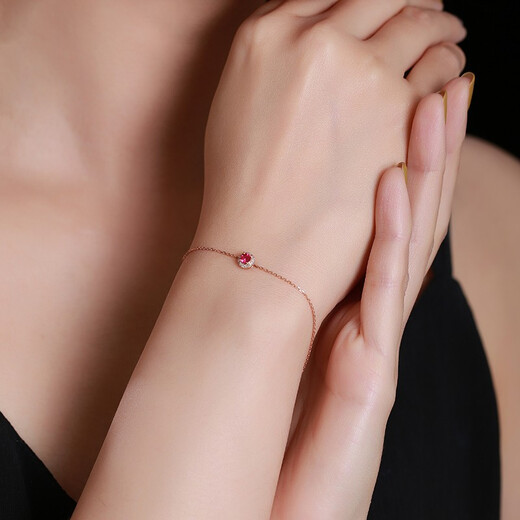 Tingliang Burmese natural ruby bracelet 0.2 carat 18K gold set with diamonds for your lover