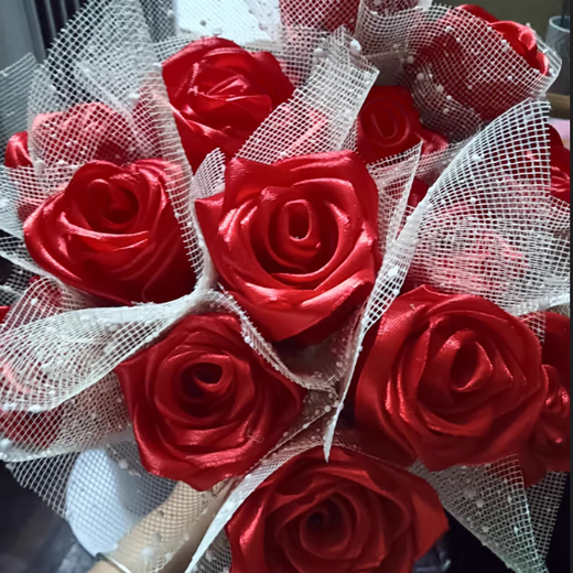 Beautifully made 4cm ribbon flower bouquet rose decoration with handmade diy braided rope gift red ribbon satin ribbon ribbon burgundy (2 rolls)