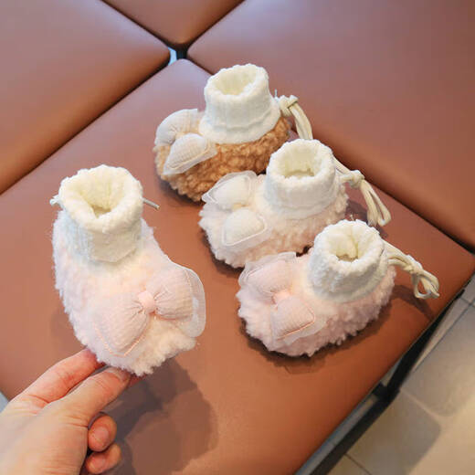 G.DUCKKIDS小黄鸭婴儿鞋子秋冬季0-12个月女宝宝新款软底加绒保暖防滑步前鞋 白色 11 内长10cm(0-3个月)