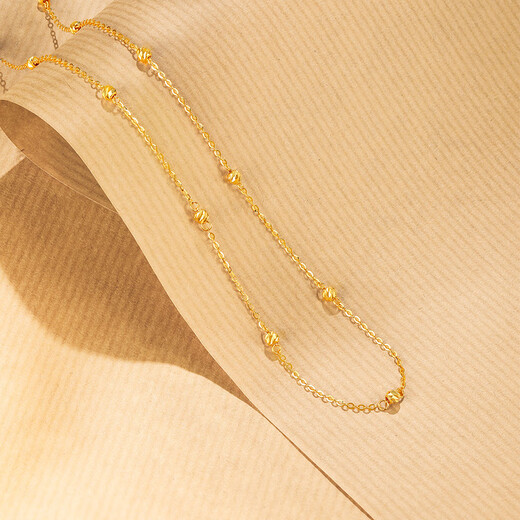 Saturday Fortune (ZLF) yellow 18K gold necklace for women, broken gold, a few taels of gold beads, pendant, holiday gift for girlfriend, 40cm +5cm