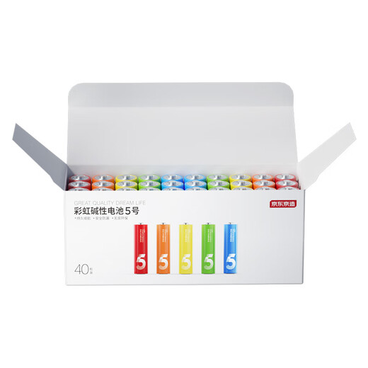 Made in Tokyo, AA-sized batteries, 40-cell rainbow pack, AA-sized batteries, alkaline super performance, lead-free and mercury-free, suitable for blood pressure monitors/glucose meters/fingerprint locks/remote controls/children's toys