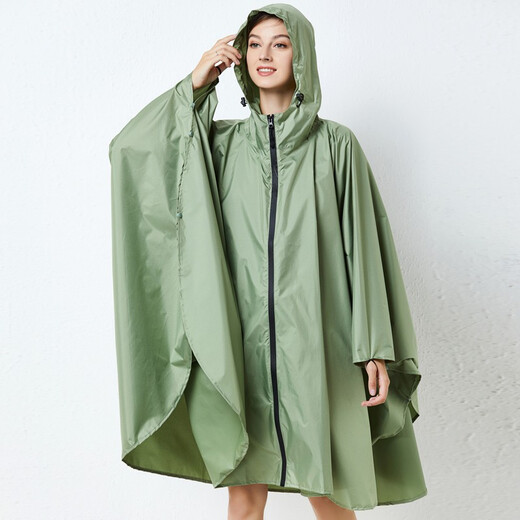 Freesmily日本斗篷大码雨衣女成人时尚徒步长款骑车电动车雨披男韩国户外防水 芥末绿/7029 XL