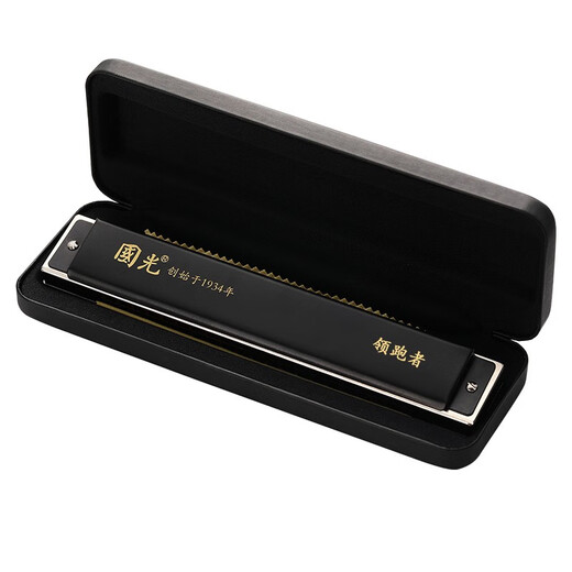 Guoguang Shanghai Leader Harmonic 24-hole Polyphonic C-tune Wave Sound Beginners Students Professionally Play the National Light of the National Light Black Frosted G-tune