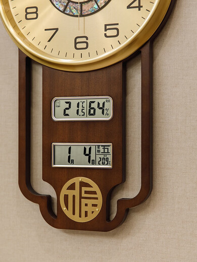 El nuevo reloj de pared de reloj de cobre de SANQIHU, sala de estar de reloj creatividad, nuevo estilo chino, atmosférico, calendario, cuelvina, cuartzo, muro de muro Movimiento silencioso LT-6189 Shell más otro