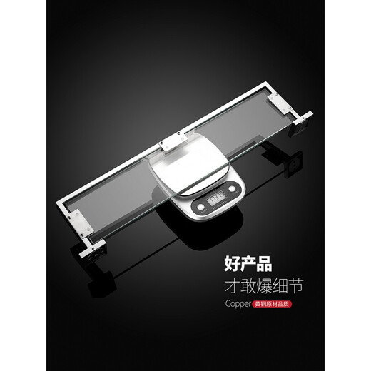 Moercheng Bathroom Glass Shelf 304 Stainless Steel Bathroom Wall Wall-mounted Washstand Cosmetics No-Punch Mirror Front Mirror 70cm-Tempered Glass Shelf No-Nail Installation