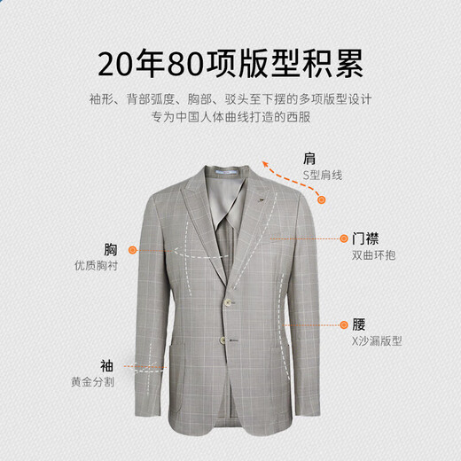 VICUTU Herrenanzug, Slim-Fit-Jacke aus reiner Wolle, VRS21112612, Khaki, 180/100B