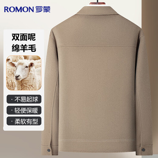 Romon sheep wool woolen jacket men's autumn and winter thickened young and middle-aged business casual lapel jacket men's clothing