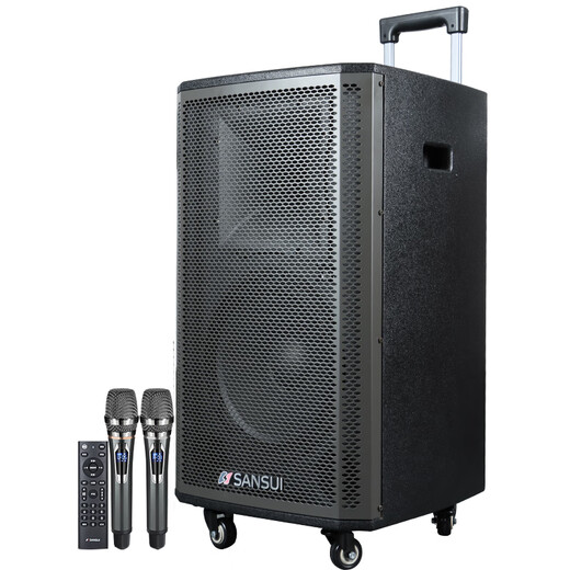 SANSUI L12 outdoor professional karaoke singing performance square dance audio mobile trolley Bluetooth speaker portable subwoofer high-power conference training indoor and outdoor 8 inches 15 inches L15pro + dual microphones + free audio bracket