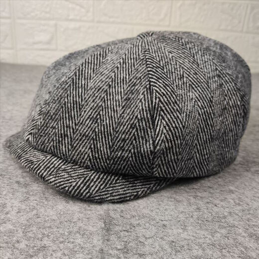 Mo Zilan painter hat men beret ins octagonal hat blood gangster hat razor party newspaper boy autumn and winter woolen bud hat black stripes medium size M/L56-58cm