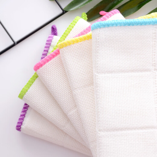 OYLCO anti-oil gauze oil removal white dishcloth kitchen restaurant cleaning rag absorbent small white towel four-layer square grid mixed color 6 pieces upgraded thick 30*30cm (about)