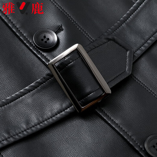 Yalu mid-length leather men's jacket fake two-piece autumn and winter business casual leather jacket middle-aged men's dad's jacket