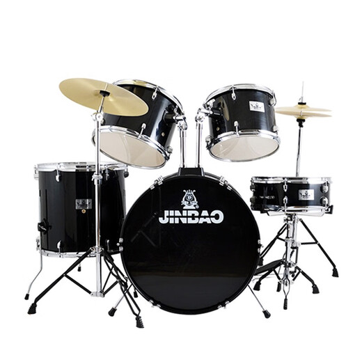 Jinbao Jinbao Drum Professionelle Erwachsene Jazz Drum Kinderpraxis Anfänger fünf Schlagzeug drei zwei Cymbals Burgundy 5 Schlagzeug 2 Becken Black + Geschenkpackung