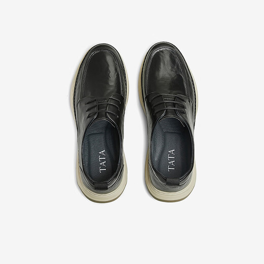 Tata (TATA) business casual leather shoes men's soft sole genuine leather work shoes father's shoes 2025 spring new QFS01AM5 black 40