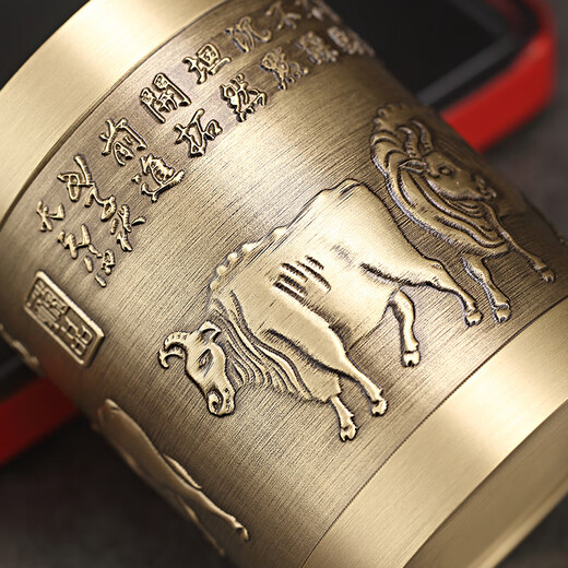 Jiutang Pure Brass Tea Ceremony Six Gentlemen Set Tea Clamps, Tea Knife and Spoon Three-piece Set High-end Tea Making Tools Tea Accessories Five Cows - Brass Tea Ceremony Six Gentlemen