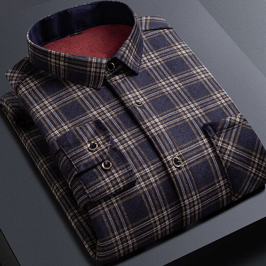 Aseblarm Herren warmes Hemd plus samt verdickter langärmelige karierte Blumenhemd koreanischer Stil Trendy Dad Herren Anti-Falten-Platten plus Samt Hb679 (Modell) 2xl geeignet für 140 Jin [Jin Equals Equals ärgerlich]-159 Jin [Jin Equals Equals 0,5 kg]
