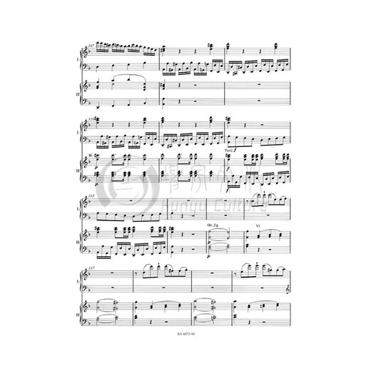 莫扎特第20钢琴协奏曲 D小调 K466 双钢琴 不含华彩 德国骑熊士原版进口乐谱 Mozart Concerto D minor two piano BA4873-90 单件谱本BA 8100-39