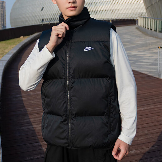 Nike (NIKE) official men's top 25 spring new style fashionable comfortable warm standing collar down vest FB7374-010/warm/new arrival L (175/92A)