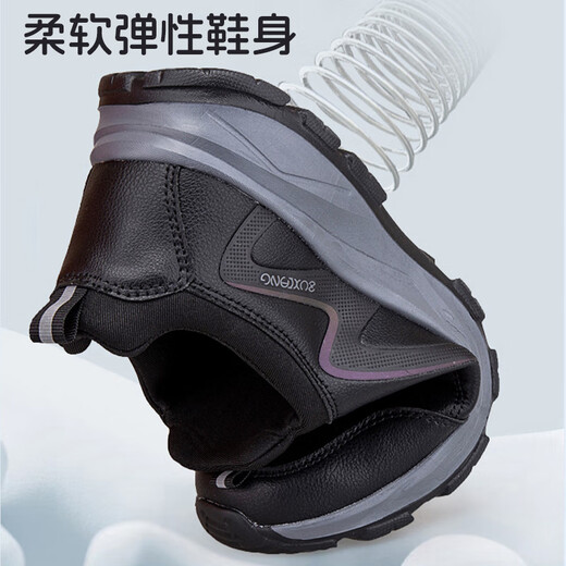 Old men's shoes for men's one foot pedals with anti-slip soft sole dad's shoes waterproof leather pedals and steadily shoes for middle-aged and elderly sports and casual shoes for men/women's style 9207 black comfortable one foot pedals 40