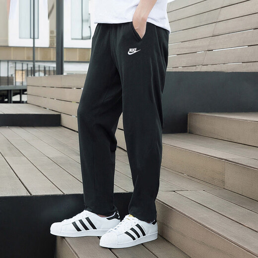 NIKE Loose Straight Pants Pure Cotton Men's Pants Outdoor Breathable Sports Pants Thin Training Casual Pants Black/BV2767-010 Thin M120-130Jin Jin equals 0.5 kg