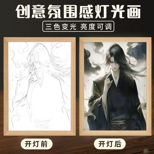 灿驰蛊真人灯光画 周边动漫线条小夜灯创意摆件送生日礼物可定制 Y1276 8寸(三色变光)插电款