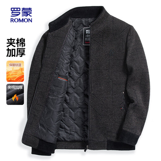 ROMON cotton jacket men's short stand collar thick warm winter business casual jacket men 2167 gray 180