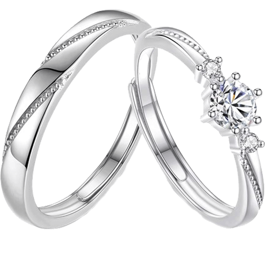 EothPT950 Platinum Moissanite Diamond Love at First Sight Couple Ring Female Pair Ring Valentine's Day Birthday Gift for Girlfriend Pair PT950 Platinum Ring + Certificate