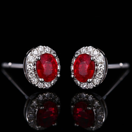 Tingliang 18K gold 0.60 carat pigeon blood red ruby earrings diamond earrings colorful treasure earrings in stock