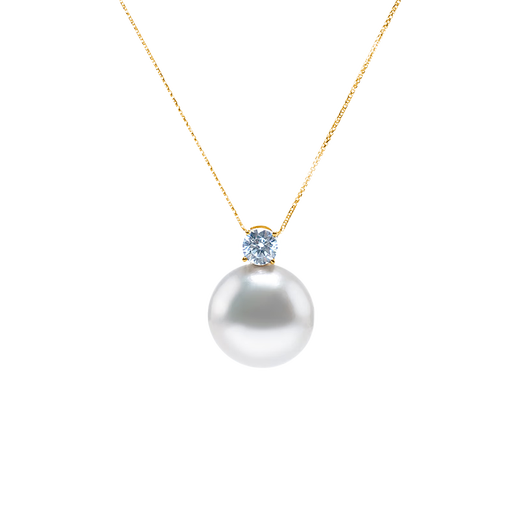 Angel's Tears Freshwater Pearl Necklace Women's 18k Gold Zircon Princess Style Pearl Pendant 11-12mm Birthday Gift for Wife