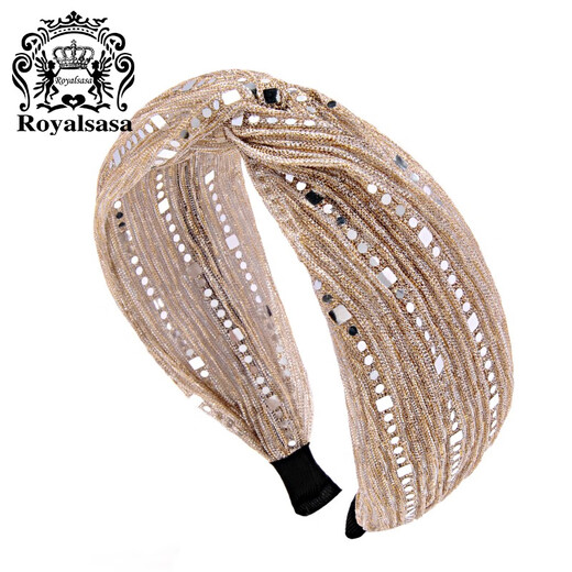 Royal sasa royal salsa headband female Korean wide-brimmed adult sequined headband fabric hair accessories hairpin hairpin headdress headband champagne color CP