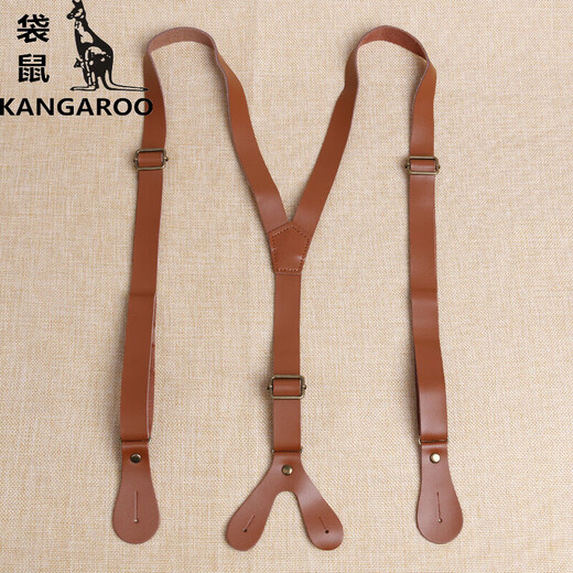 Kangaroo (Kangaroo) echtes Leder -Männer -Erwachsener -Gurt Herrenhosen Hosentender Anzug Hemd Gurt Clip Hosenträger Gürtel vielseitiger passender Schwarz