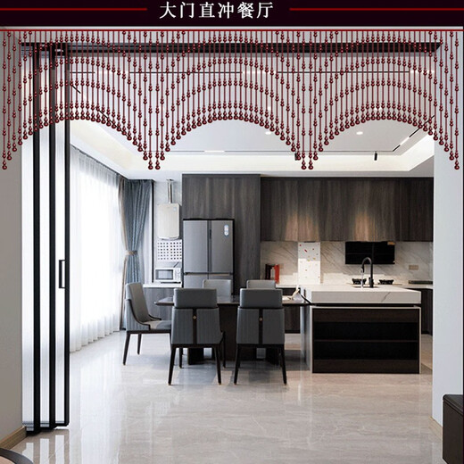 Dingyufeng full peach wood gourd door curtain partition bead curtain bedroom kitchen aisle living room bathroom entrance without hole-punching curtains. Full peach wood beads-burgundy 21 pieces-height 1.76 meters-staggered shape