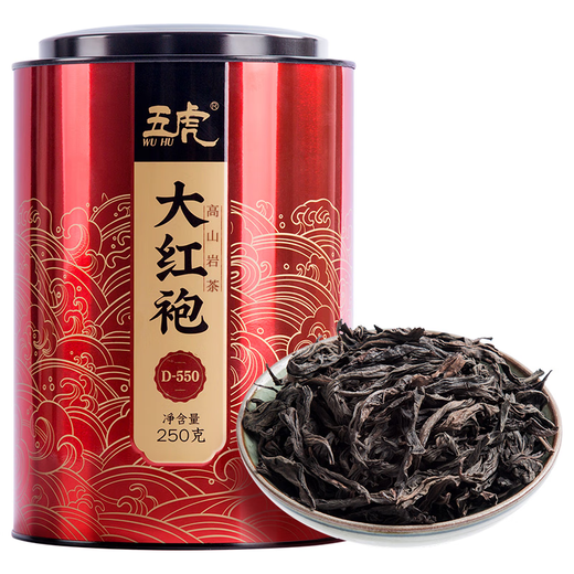 五虎 五虎归山大红袍茶叶浓香型罐装武夷岩茶乌龙茶茶叶肉桂茶250g