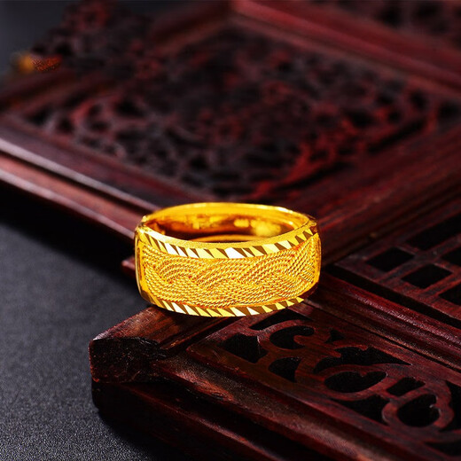 Heritage gold ring 999 solid gold dragon pattern ring for men and women, adjustable Qixi Festival 520 Valentine's Day gift, about 8.58 grams