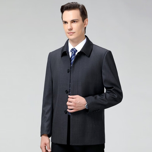 Classic Car (Laoyeche) mittleren und älteren Revers Wolljacke für Herren Frühling und Herbstjacke High-End Big Brand Herrengeschäft Casual Single Brasted Jacke Dunkelgrau 180/96a